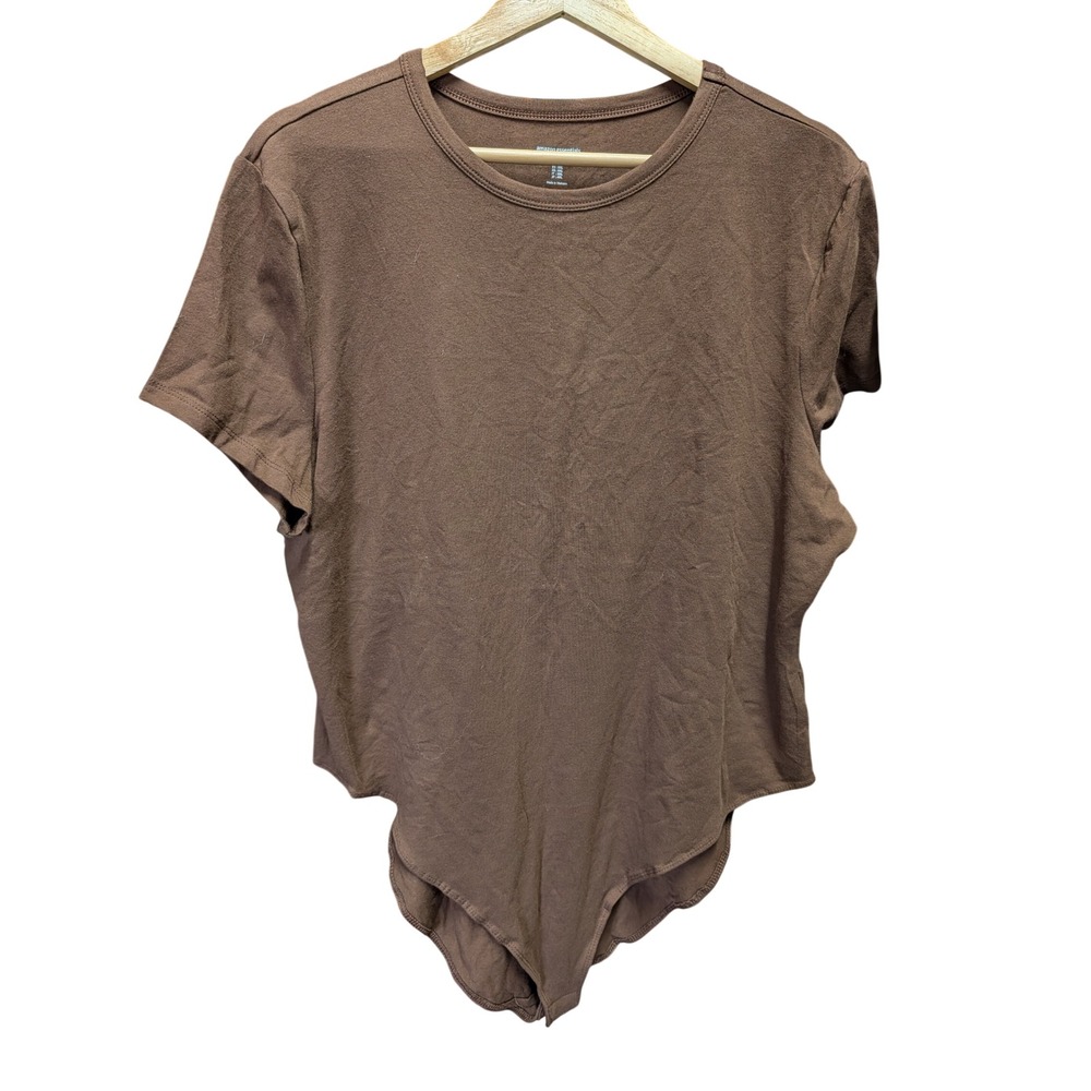 Amazon Essentials Bodysuit Womens XXL Brown Excellent Short Sleeve Crew Neck